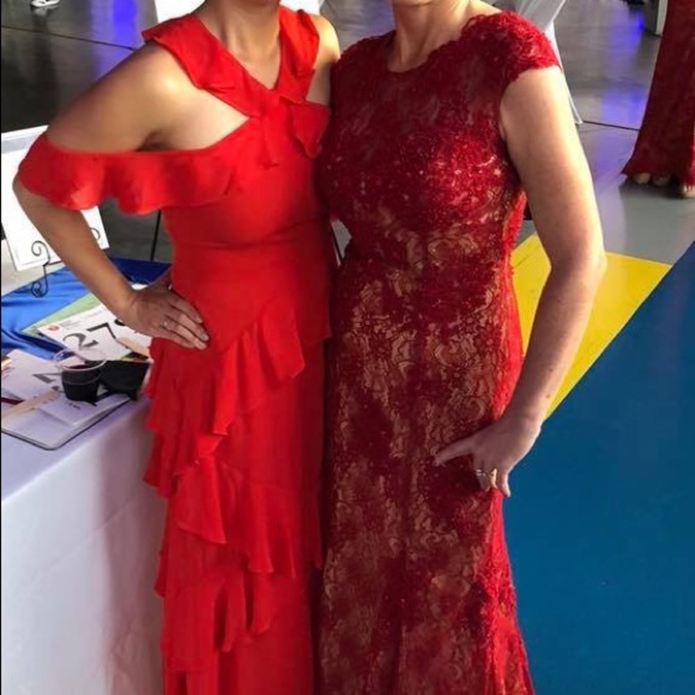 BCBG Red Ruffle Gown - Picture 4 of 4
